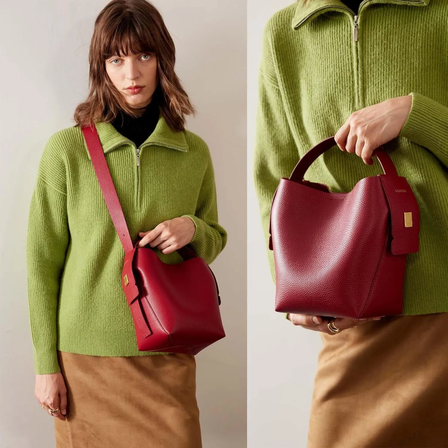 LA FESTIN Small Purse Genuine Leather Bags for Women: Shoulder Handbags Crossbody Bag