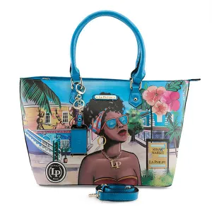 La Philipe Blue In Bahamas Handbag Tote Pu Leather Lp1021 8