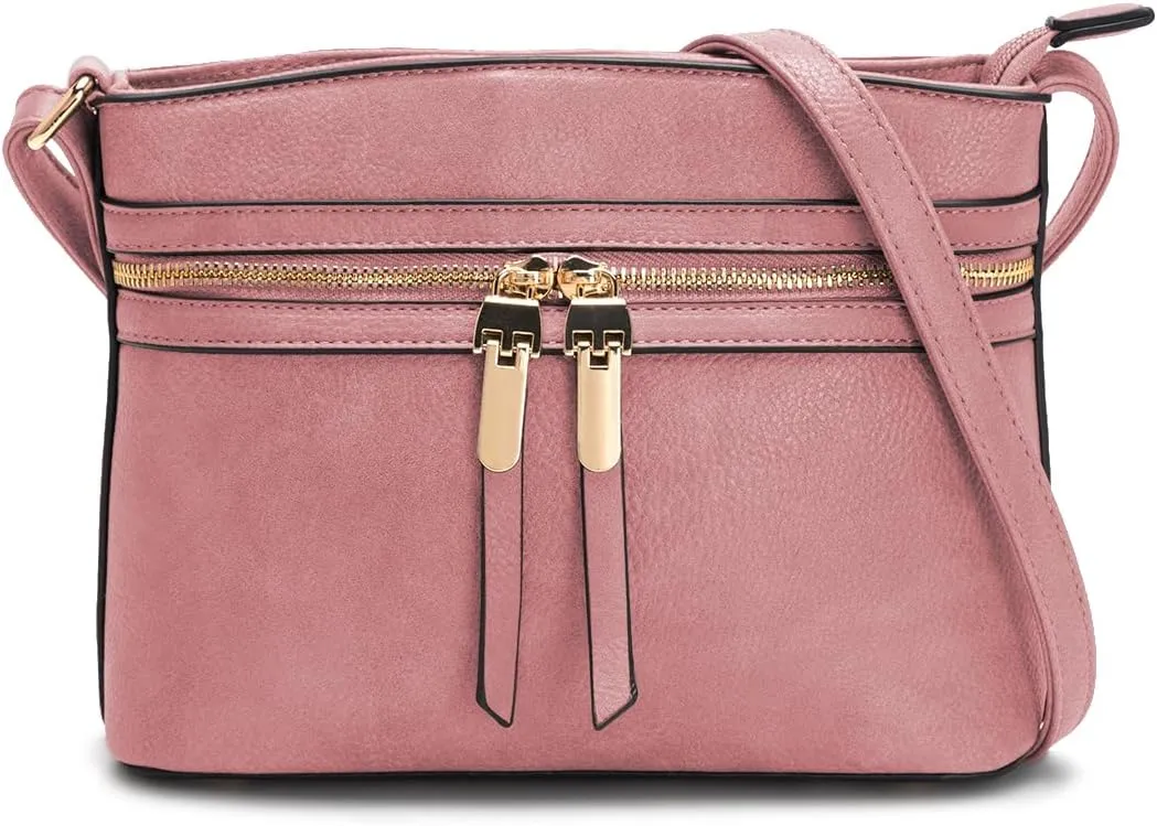 LA TERRE Zipper Pocket Crossbody Bags, Lightweight Medium Crossbody Purses Women's Shoulder Handbags