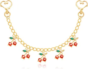 LAEKOU Gold Cherry Keychain Bag Charms for Women, Cute Heart Bag Charms Charm Accessories for Purse Handbags Decorative