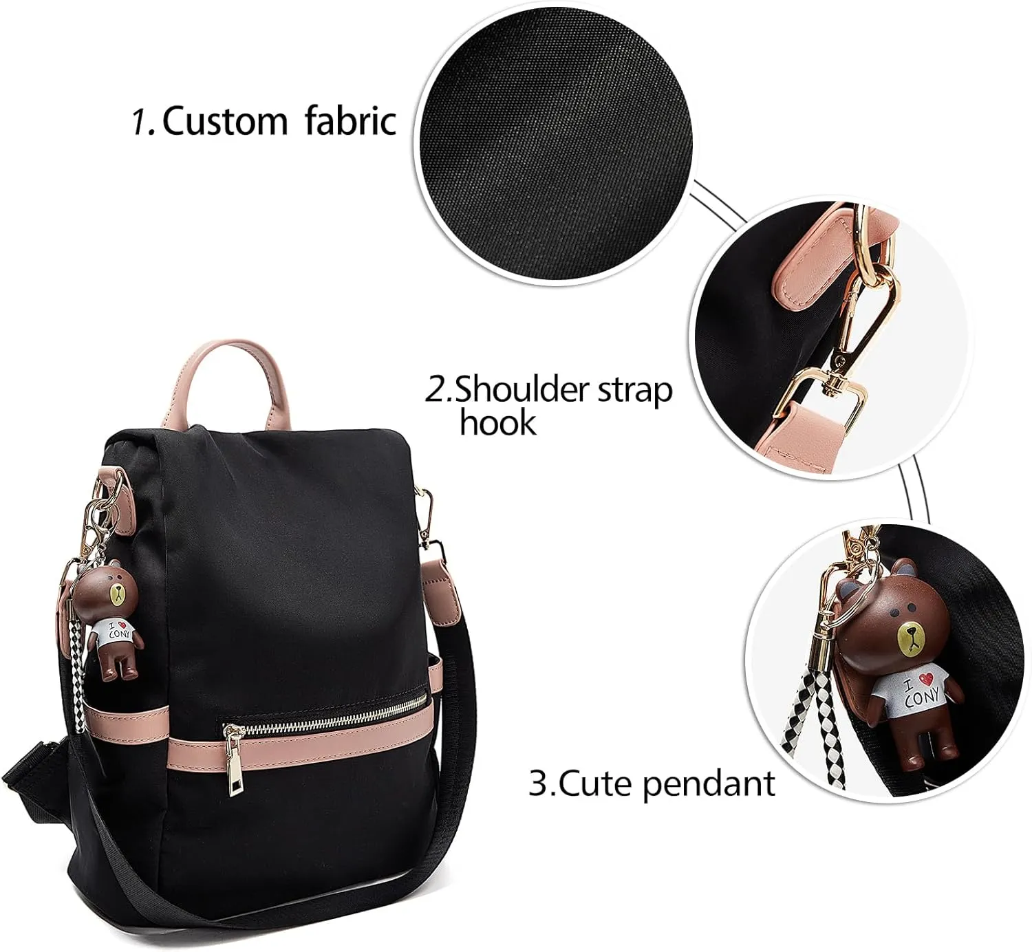 LAORENTOU Small Backpack Purse for Women Cowhide Mini Leather Backpack for Women, Ladies Small Shoulder Crossbody Handbags