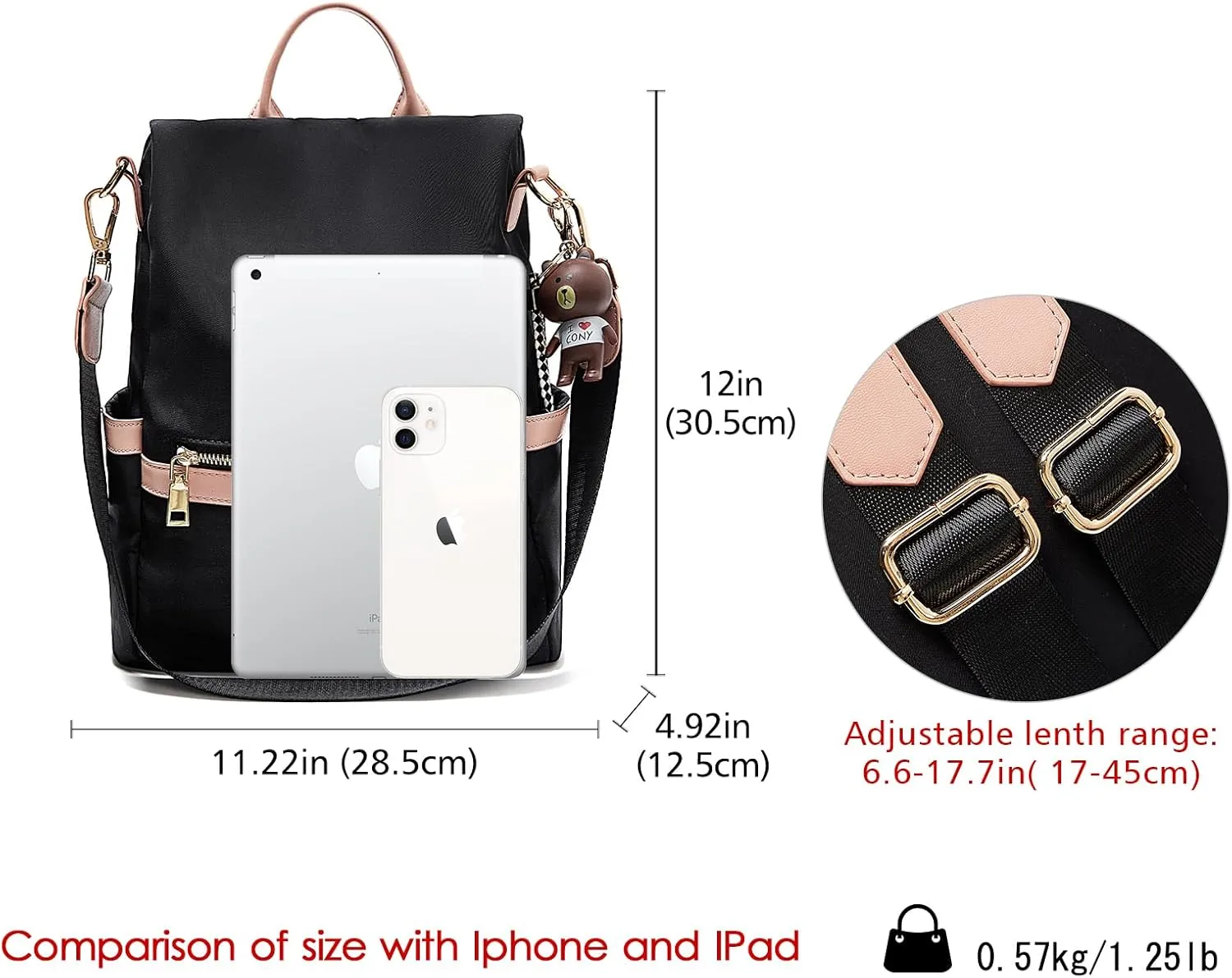 LAORENTOU Small Backpack Purse for Women Cowhide Mini Leather Backpack for Women, Ladies Small Shoulder Crossbody Handbags
