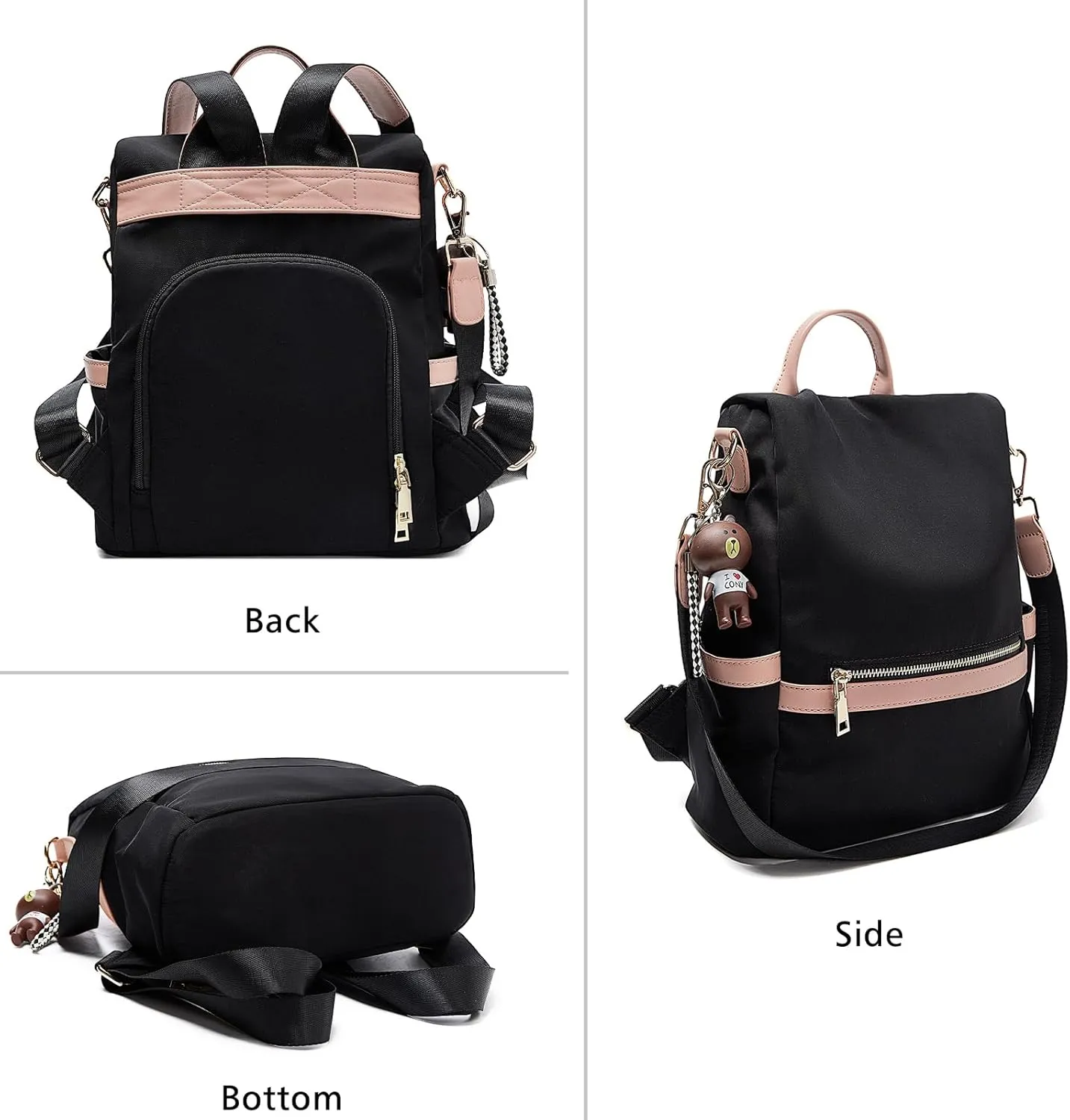 LAORENTOU Small Backpack Purse for Women Cowhide Mini Leather Backpack for Women, Ladies Small Shoulder Crossbody Handbags