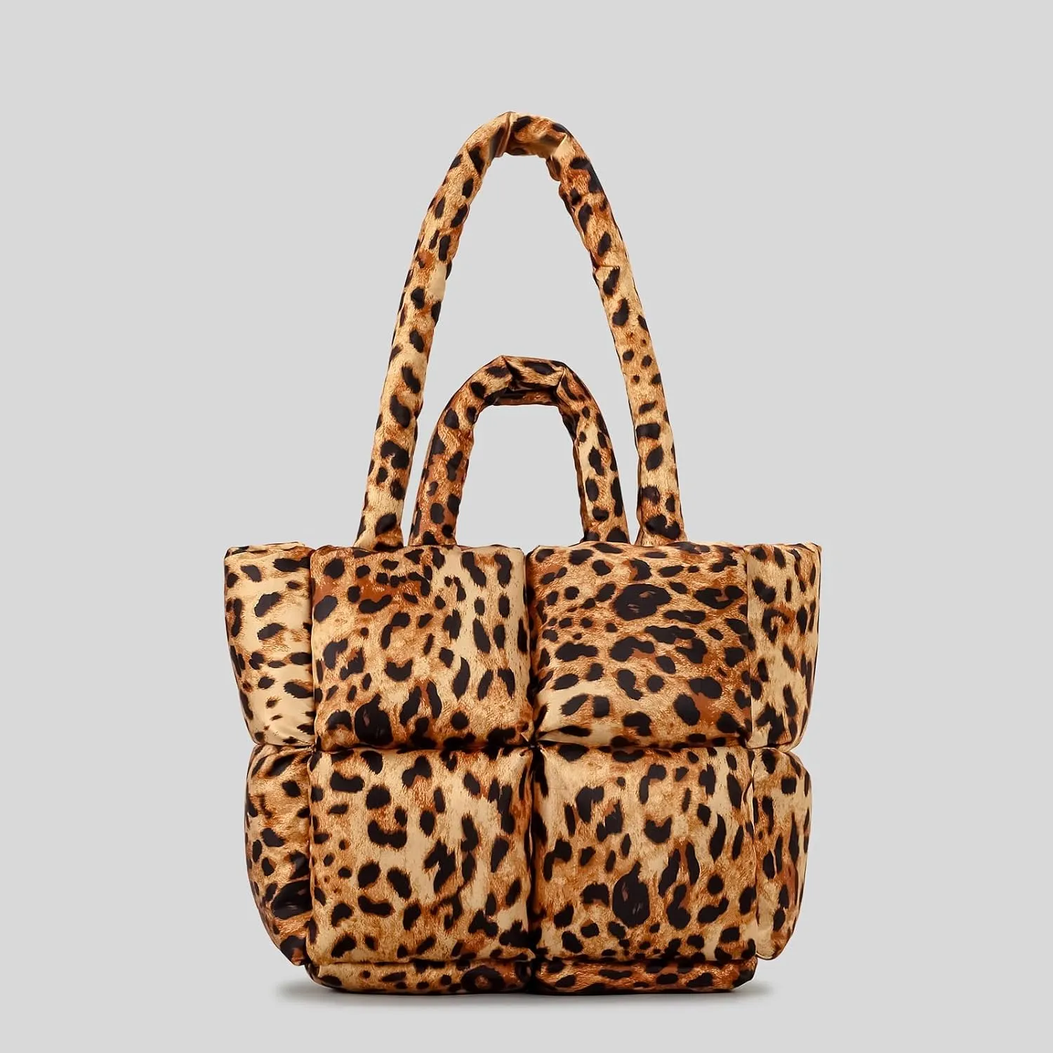 Large Lightweight Quilted Tote Bag for Women, Luxury Soft Padded Handbags, Winter Nylon Down Cotton Padding Shoulder Bags