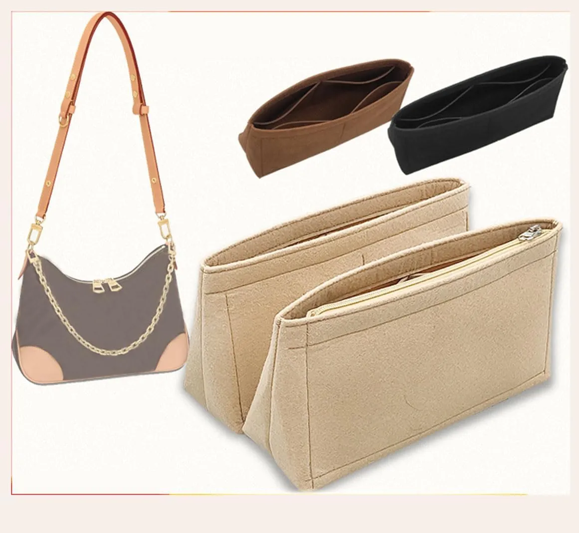 Lckaey Felt Purse Organizer Insert for boulogne inner bag boulogne coffee table 2075coffee