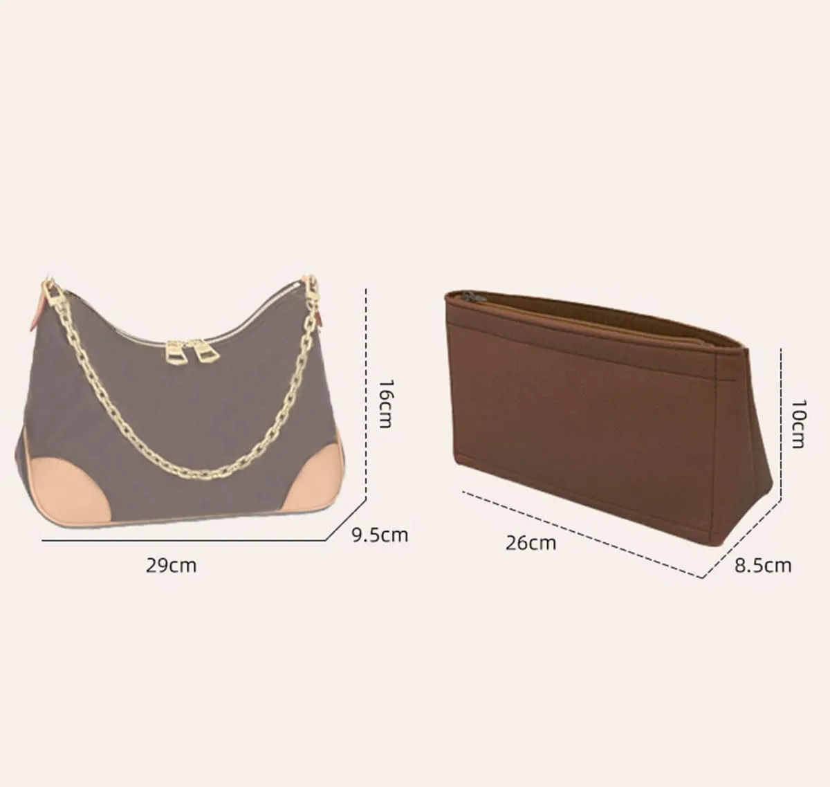 Lckaey Felt Purse Organizer Insert for boulogne inner bag boulogne coffee table 2075coffee