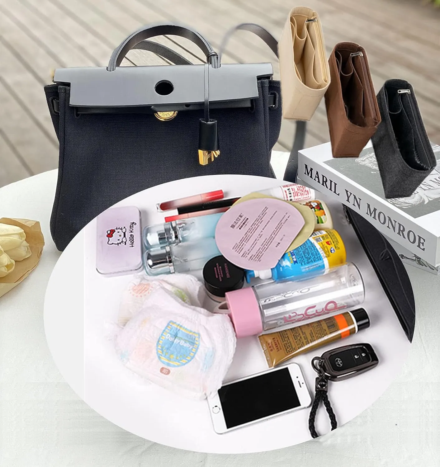 Lckaey for Handbags Herbag 31 organizer Purse Organizer insert 1011brown-26.5 * 7.5 * 13cm