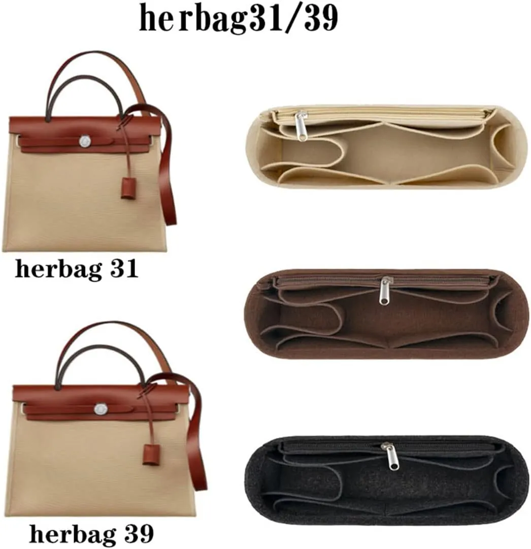 Lckaey for Handbags Herbag 31 organizer Purse Organizer insert 1011brown-26.5 * 7.5 * 13cm