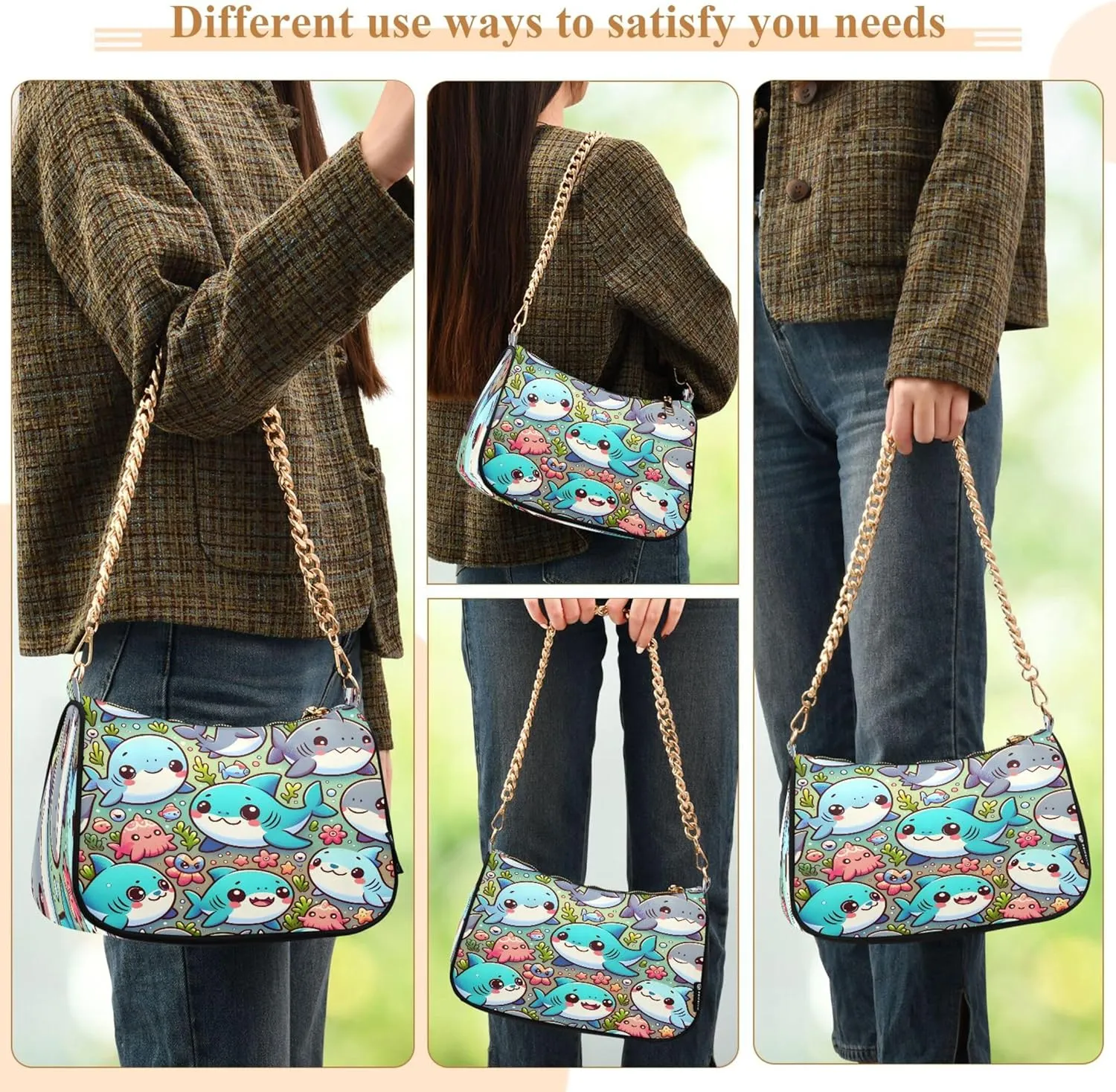 Lemon Polka Dots Black Moon Purses Clutch Women Tote Handbags Printed Floral Shoulder Bag