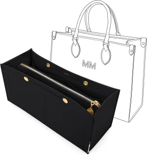 LEXSION Felt Purse Organizer Insert,Handbag Organizer with Detachalbe Zipper Pocket for ONTHEGO MM,3 Size 8034 Black Medium
