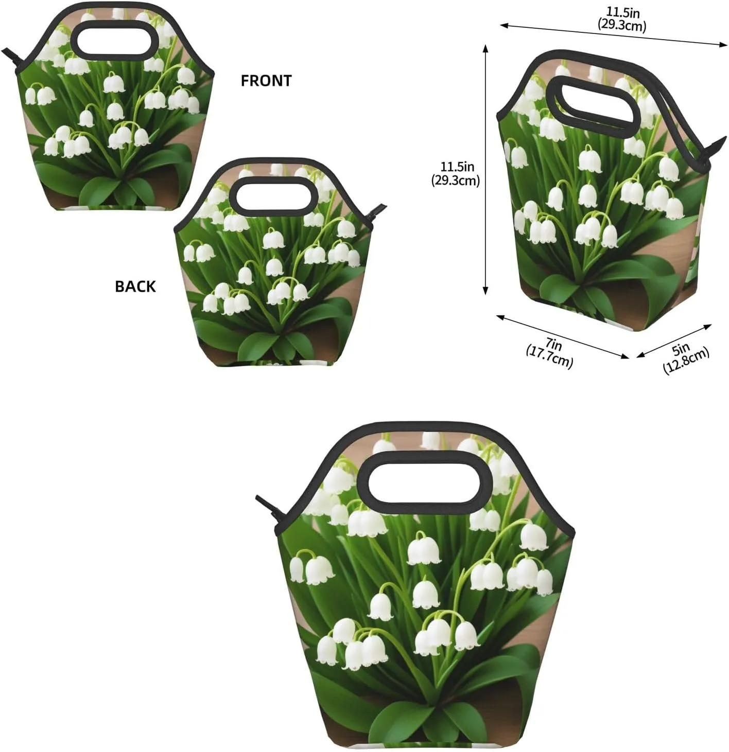 Lilies Of The Valley Lunch Bag Insulated Reusable Small Lunch Bag Soft Lunch Tote Bag For Work Travel Picnic
