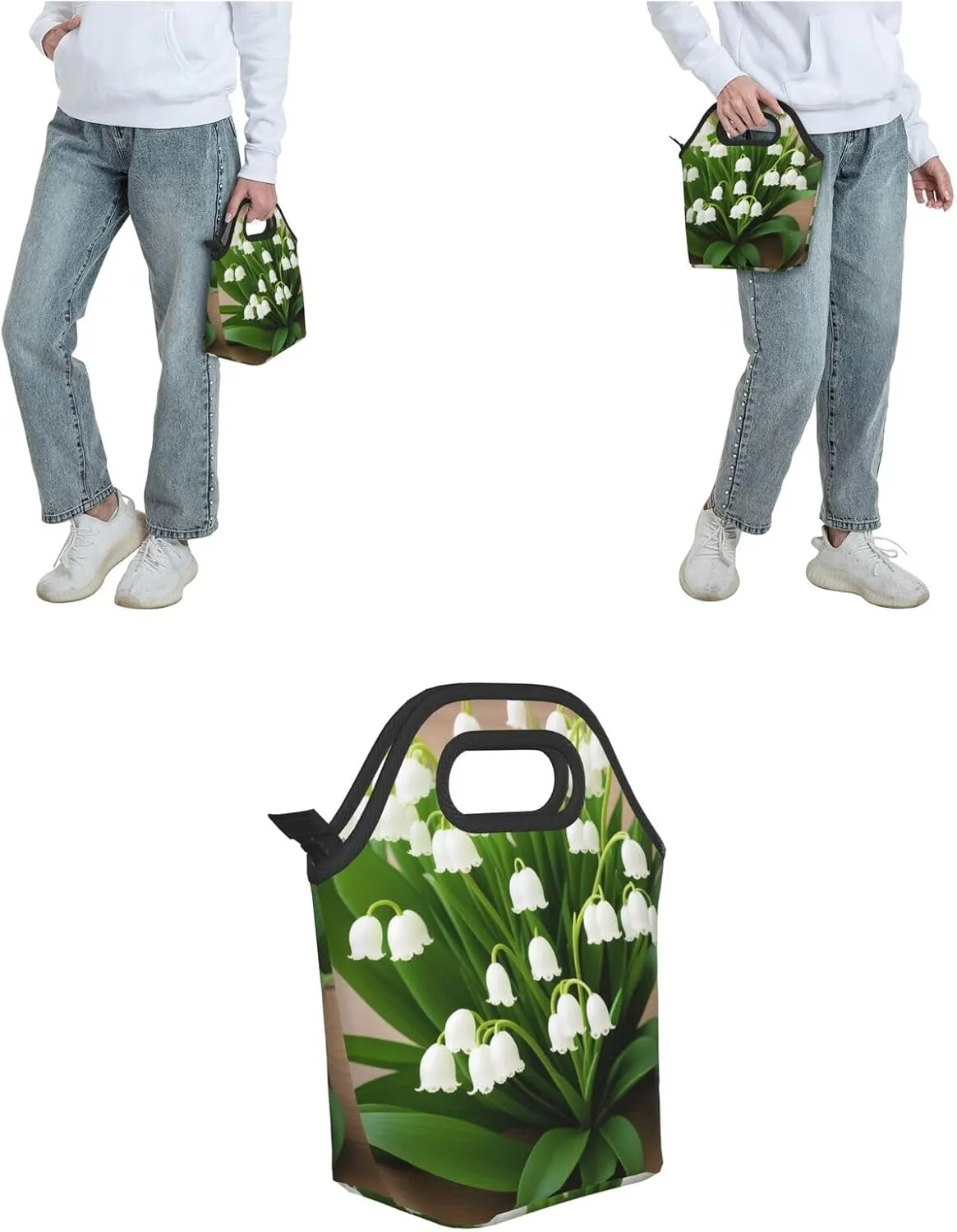 Lilies Of The Valley Lunch Bag Insulated Reusable Small Lunch Bag Soft Lunch Tote Bag For Work Travel Picnic