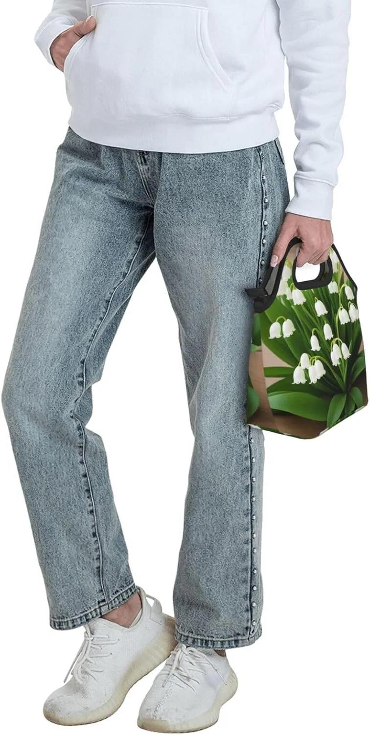 Lilies Of The Valley Lunch Bag Insulated Reusable Small Lunch Bag Soft Lunch Tote Bag For Work Travel Picnic