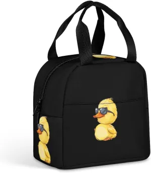 Little Duck with Glasses Reusable Lunch Bento Box Insulated Portable Handbags for Office Work Picnic for Men Women