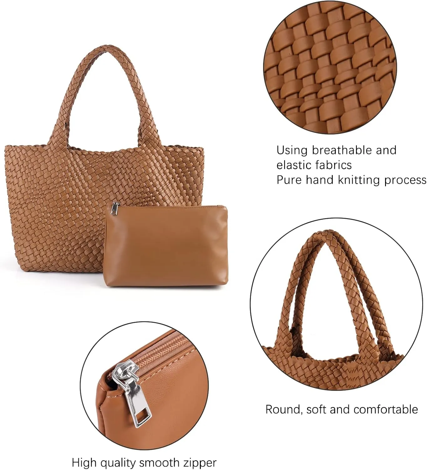 LMKIDS Woven Bag for Women, Vegan Leather Tote Bag Large Summer Beach Travel Handbag and Purse Retro Handmade Shoulder Bag