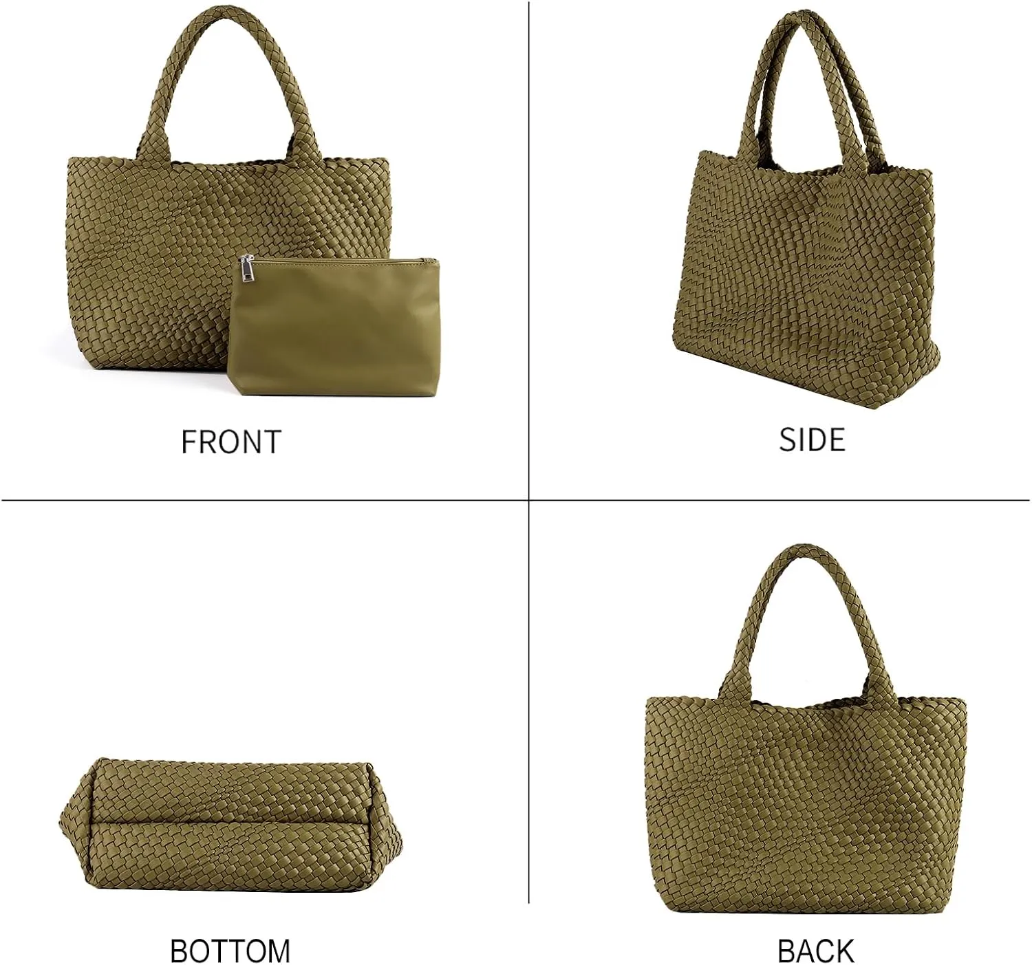 LMKIDS Woven Bag for Women, Vegan Leather Tote Bag Large Summer Beach Travel Handbag and Purse Retro Handmade Shoulder Bag