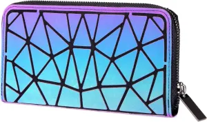 LOVEVOOK Geometric Luminous Purses and Handbags for Women Holographic Reflective Crossbody Bag Wallet