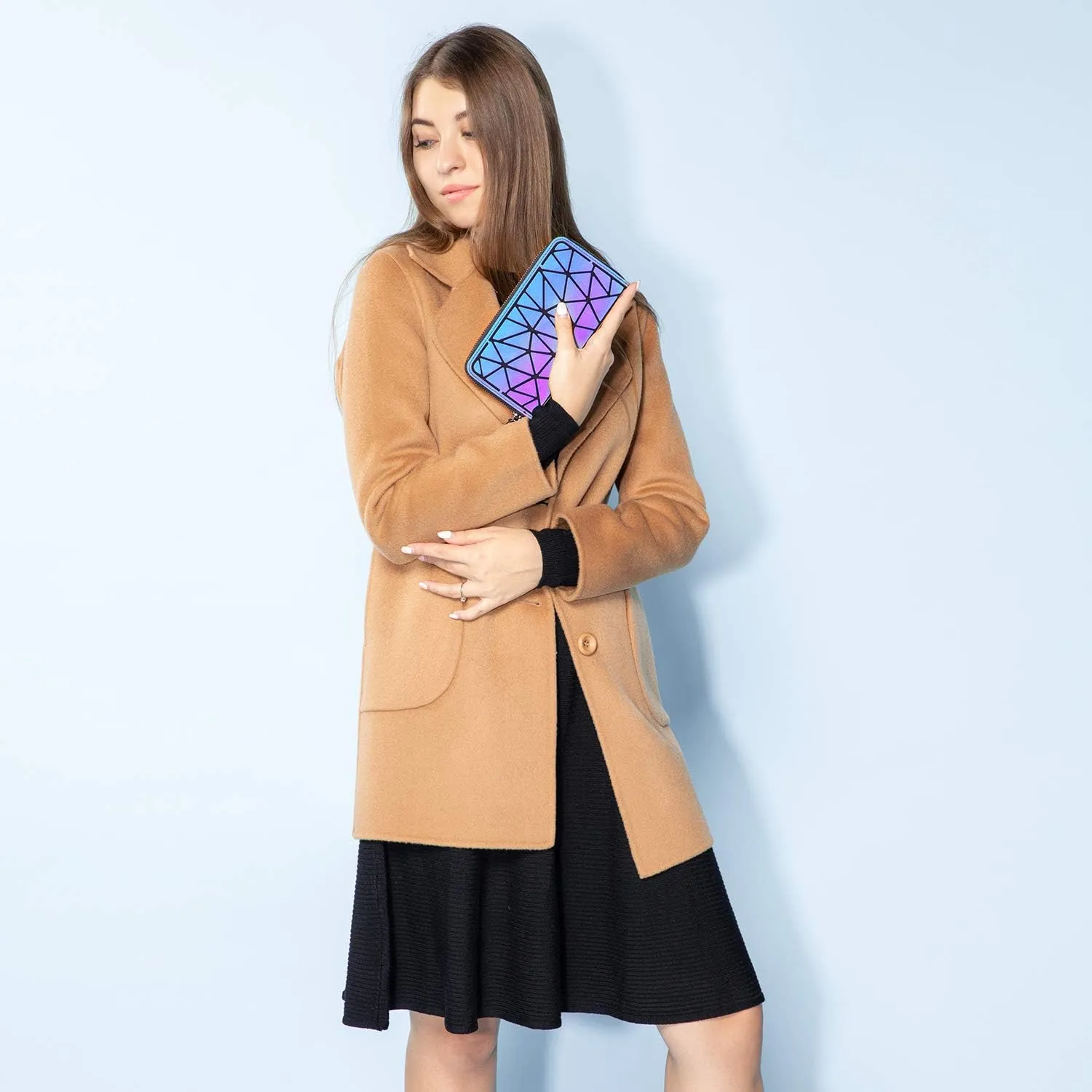 LOVEVOOK Geometric Luminous Purses and Handbags for Women Holographic Reflective Crossbody Bag Wallet