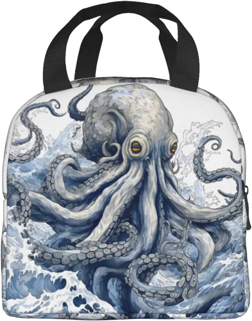 Lunch Bag for Women Men Reusable Insulated Lunch Box, Fantasy Sea World Adventure Kraken Octopus Monster Handbags Case High Capacity for Work, Travel, Outdoor