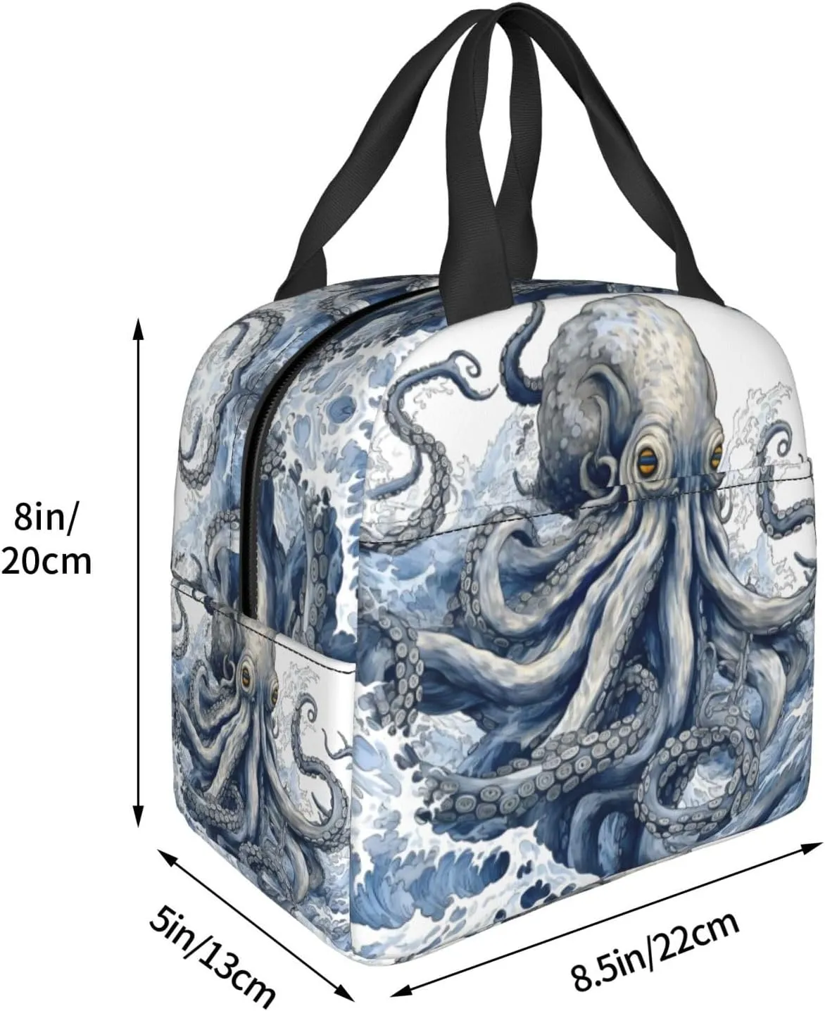 Lunch Bag for Women Men Reusable Insulated Lunch Box, Fantasy Sea World Adventure Kraken Octopus Monster Handbags Case High Capacity for Work, Travel, Outdoor