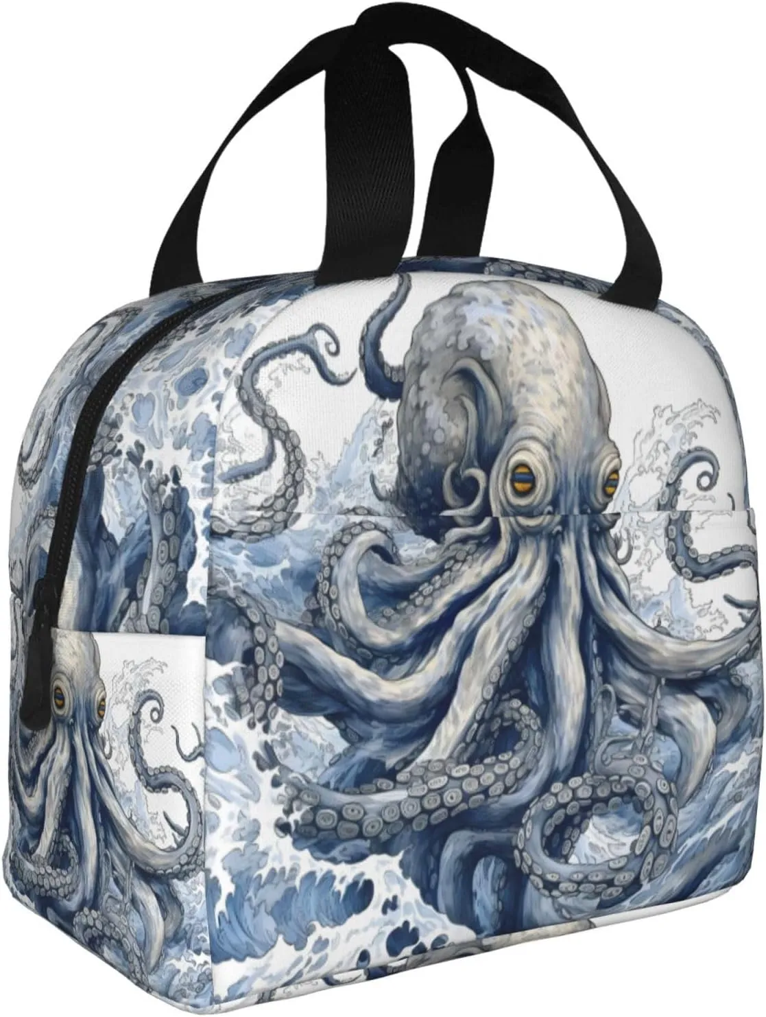 Lunch Bag for Women Men Reusable Insulated Lunch Box, Fantasy Sea World Adventure Kraken Octopus Monster Handbags Case High Capacity for Work, Travel, Outdoor