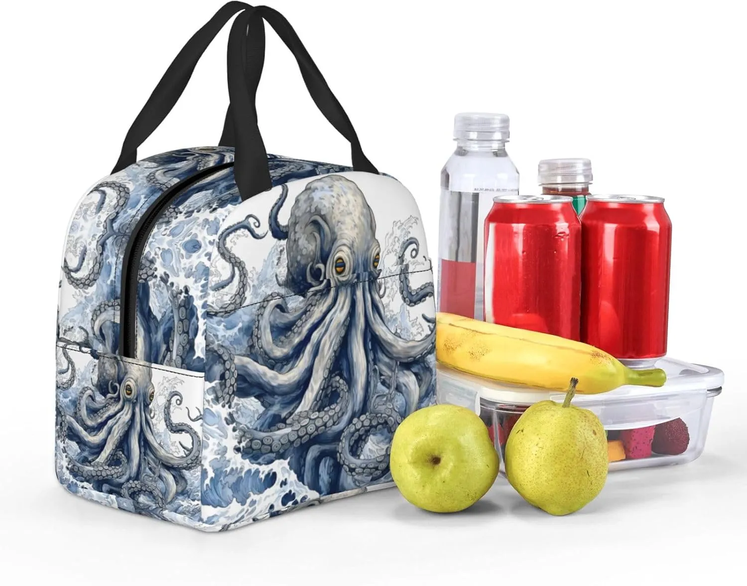 Lunch Bag for Women Men Reusable Insulated Lunch Box, Fantasy Sea World Adventure Kraken Octopus Monster Handbags Case High Capacity for Work, Travel, Outdoor