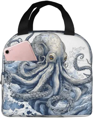 Lunch Bag for Women Men Reusable Insulated Lunch Box, Fantasy Sea World Adventure Kraken Octopus Monster Handbags Case High Capacity for Work, Travel, Outdoor