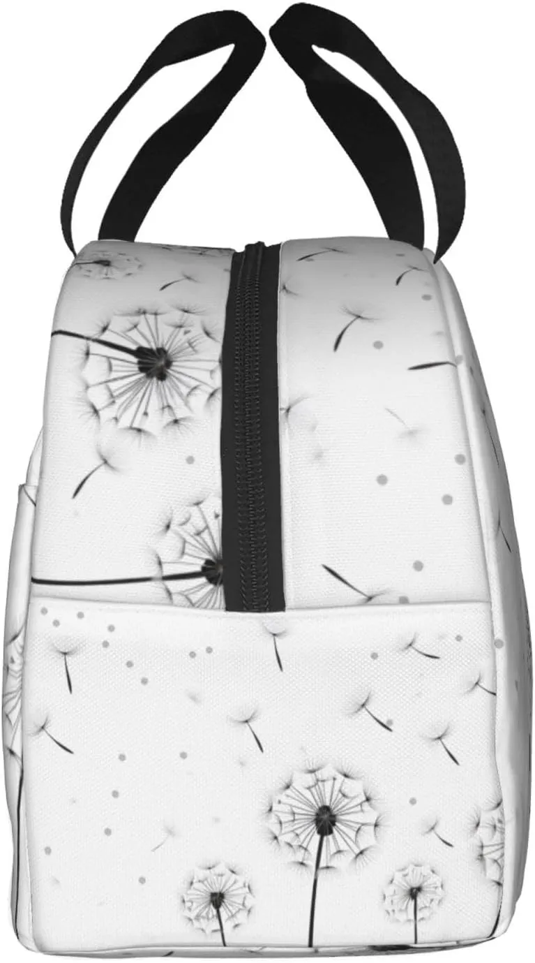 Lunch Bag for Women Men Reusable Insulated Lunch Box, Flying Dandelions Abstract Farmhouse Wildflower Handbags Case High Capacity for Work, Travel, Outdoor