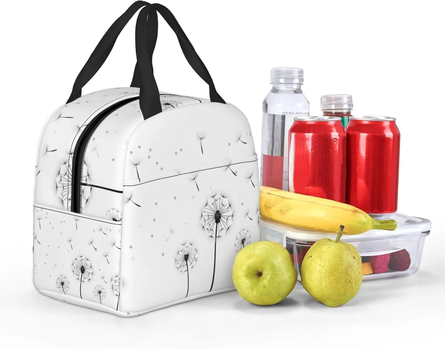 Lunch Bag for Women Men Reusable Insulated Lunch Box, Flying Dandelions Abstract Farmhouse Wildflower Handbags Case High Capacity for Work, Travel, Outdoor