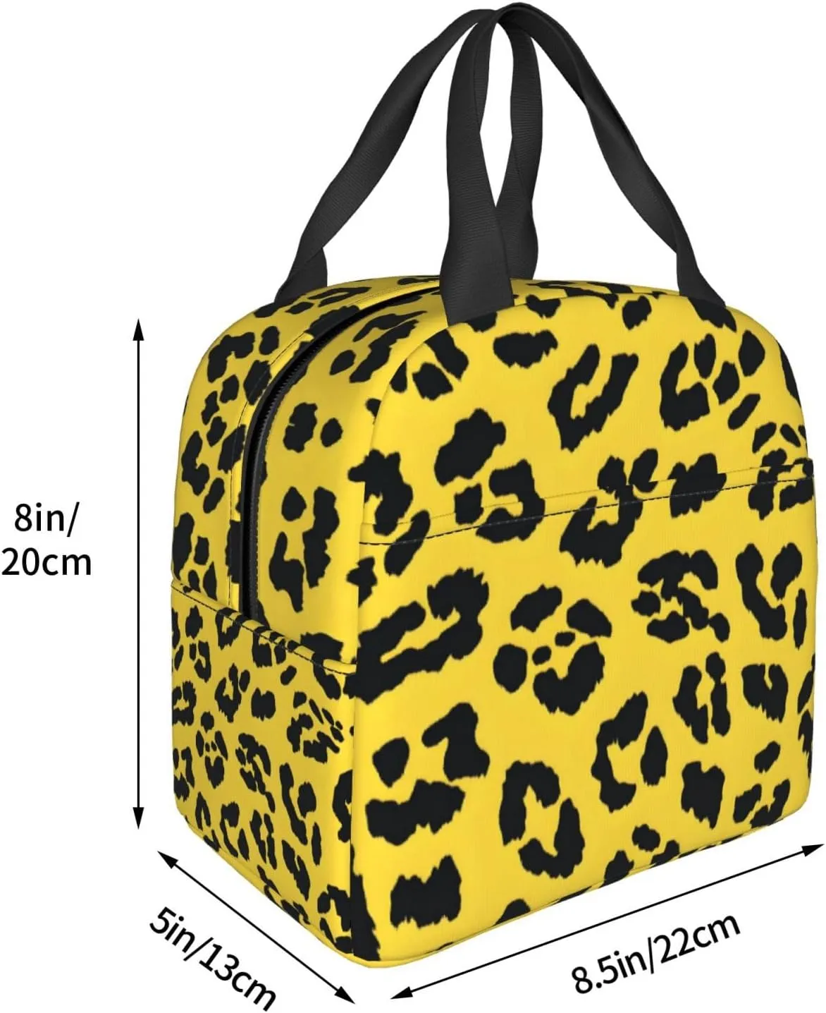 Lunch Bag for Women Men Reusable Insulated Lunch Box, Leopard Print Yellow Background Handbags Case High Capacity for Work, Travel, Outdoor