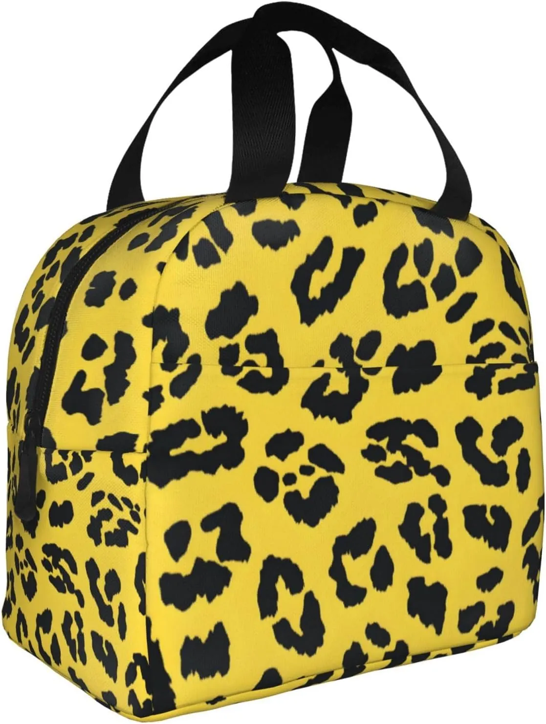 Lunch Bag for Women Men Reusable Insulated Lunch Box, Leopard Print Yellow Background Handbags Case High Capacity for Work, Travel, Outdoor