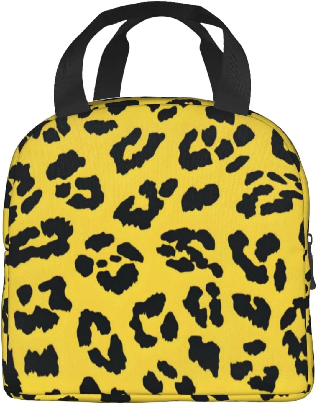 Lunch Bag for Women Men Reusable Insulated Lunch Box, Leopard Print Yellow Background Handbags Case High Capacity for Work, Travel, Outdoor