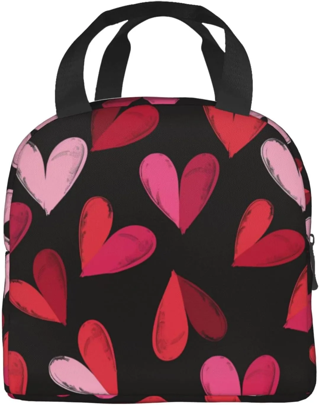 Lunch Bag for Women Men Reusable Insulated Lunch Box, Pink Heart Sweet Love Romantic Handbags Case High Capacity for Work, Travel, Outdoor