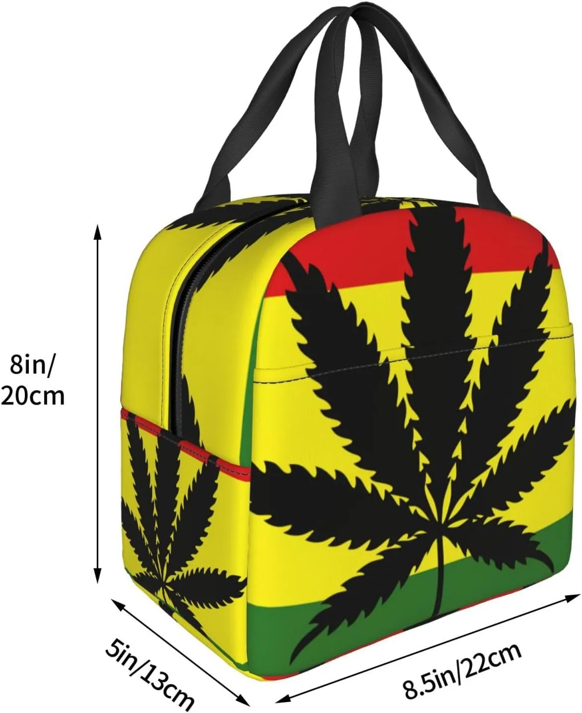 Lunch Bag for Women Men Reusable Insulated Lunch Box, Tropical Leaf Botanical Red Yellow Green Background Handbags Case High Capacity for Work, Travel, Outdoor
