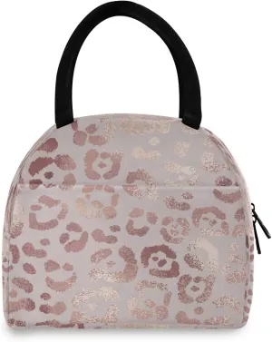 Lunch Bag Tote Bag Leopard Print Cheetah Rose Gold Travel Picnic Organizer Lunch Holder Handbags Lunch Bag Box for Office