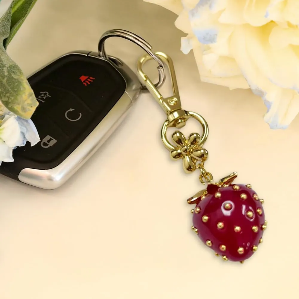 Madison Tyler Western Cowboy Boots Cherry Bow Bubble Tea Strawberry Cute Keychain | Bag Charms for Handbags Purse Charms