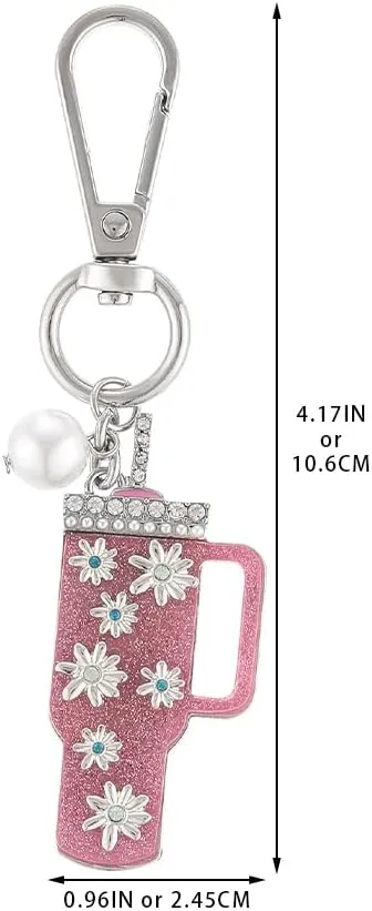 Madison Tyler Western Cowboy Boots Cherry Bow Bubble Tea Strawberry Cute Keychain | Bag Charms for Handbags Purse Charms
