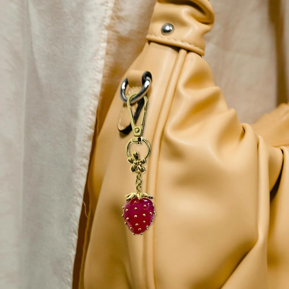 Madison Tyler Western Cowboy Boots Cherry Bow Bubble Tea Strawberry Cute Keychain | Bag Charms for Handbags Purse Charms