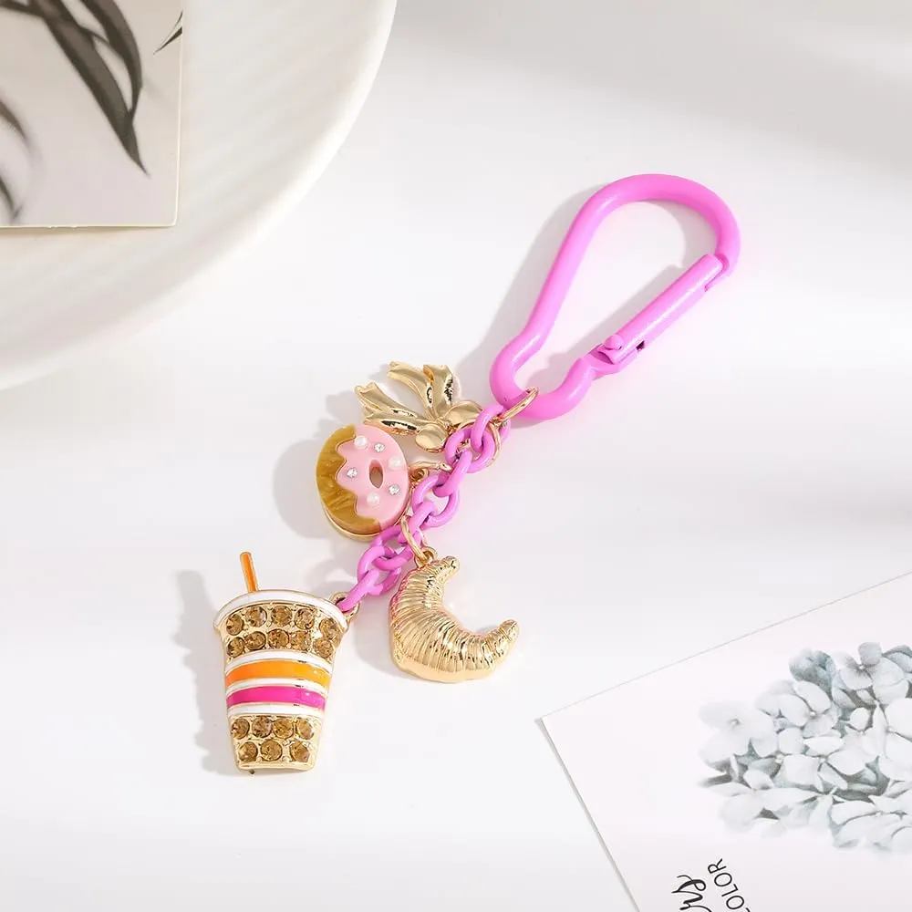 Madison Tyler Western Cowboy Boots Cherry Bow Bubble Tea Strawberry Cute Keychain | Bag Charms for Handbags Purse Charms