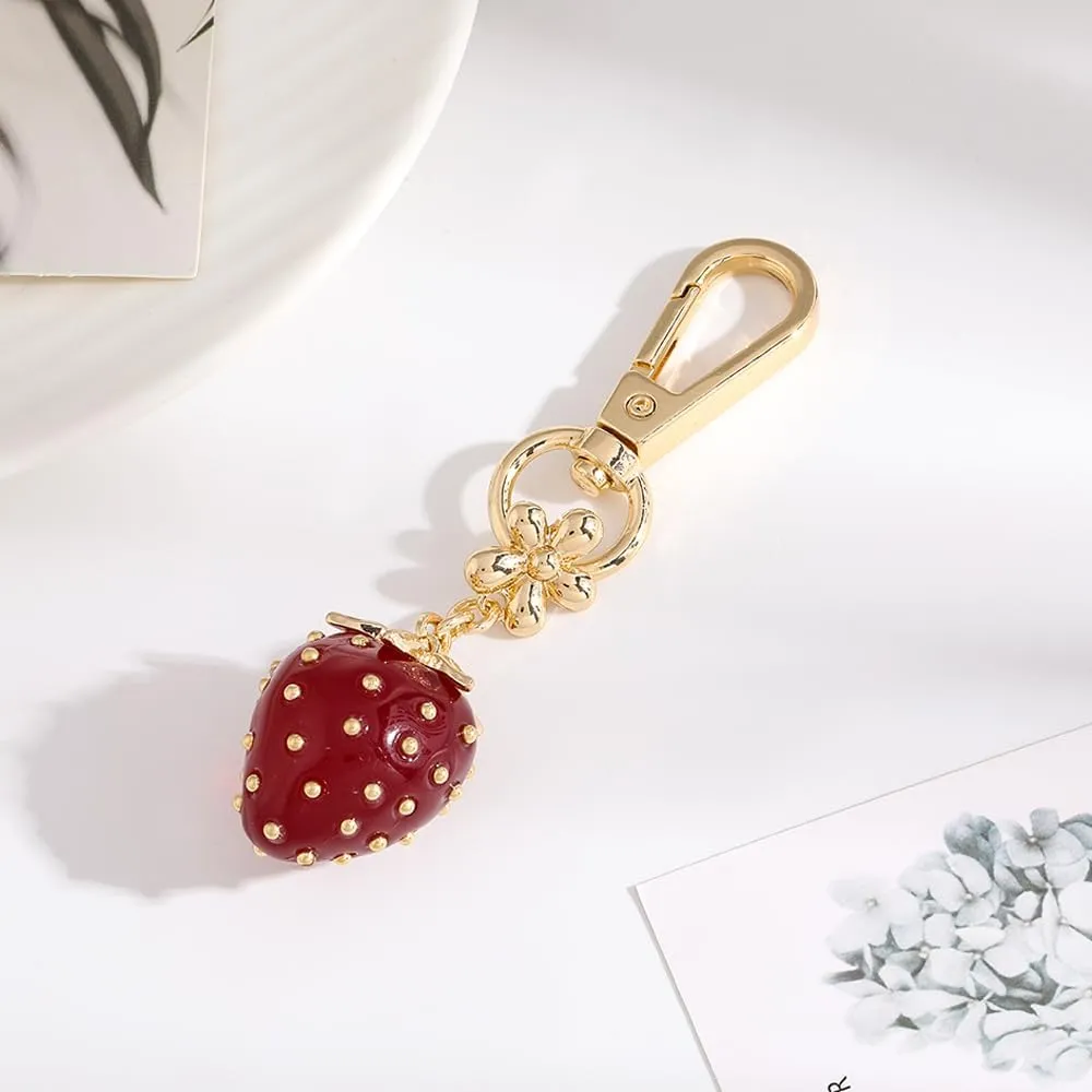 Madison Tyler Western Cowboy Boots Cherry Bow Bubble Tea Strawberry Cute Keychain | Bag Charms for Handbags Purse Charms