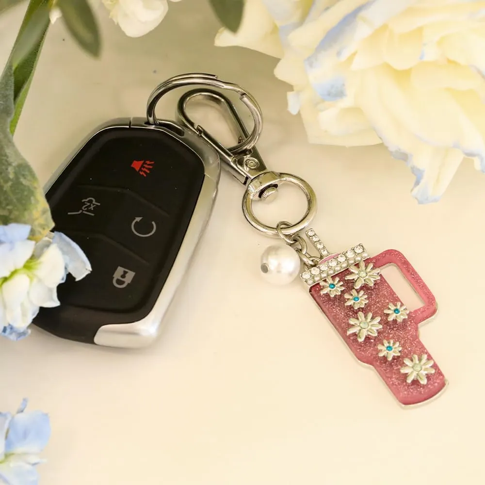 Madison Tyler Western Cowboy Boots Cherry Bow Bubble Tea Strawberry Cute Keychain | Bag Charms for Handbags Purse Charms