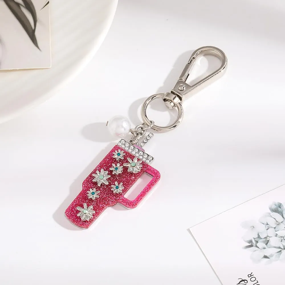 Madison Tyler Western Cowboy Boots Cherry Bow Bubble Tea Strawberry Cute Keychain | Bag Charms for Handbags Purse Charms