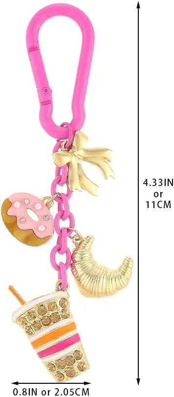 Madison Tyler Western Cowboy Boots Cherry Bow Bubble Tea Strawberry Cute Keychain | Bag Charms for Handbags Purse Charms