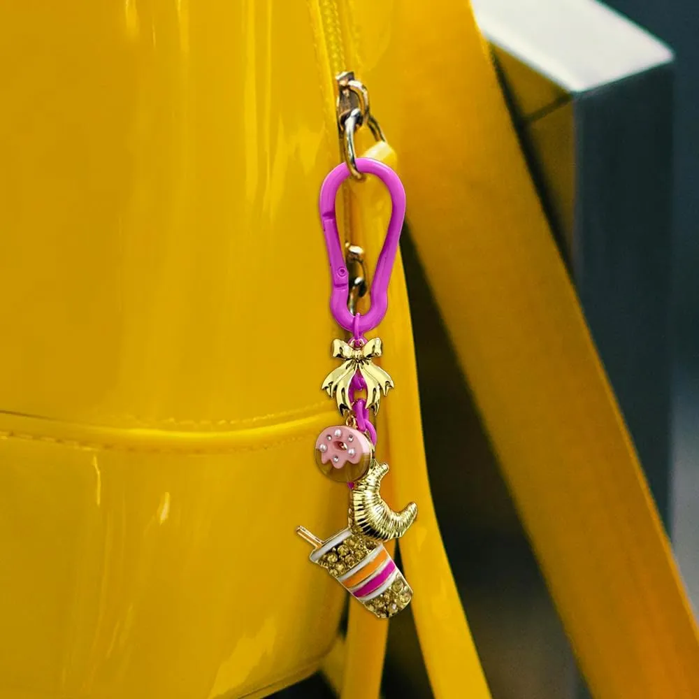 Madison Tyler Western Cowboy Boots Cherry Bow Bubble Tea Strawberry Cute Keychain | Bag Charms for Handbags Purse Charms