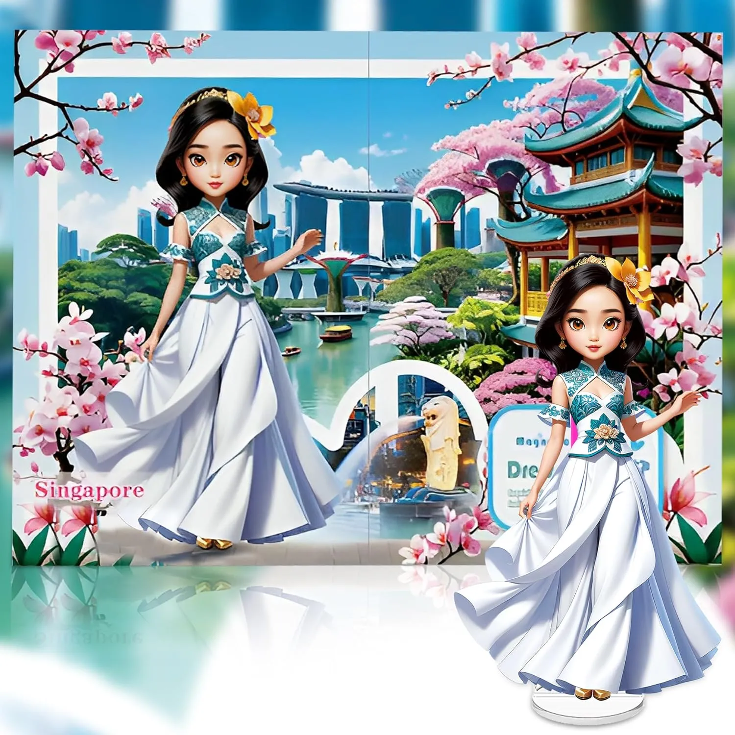 Magnetic Dress Up Dolls for Girls - Princess Magnet Paper Dolls Book with 3D City Buildings - Travel Car Trip Quiet Book Game Toys Easter Birthday Gifts for Kids Toddlers Ages 3 4 5 6 7(Style D)