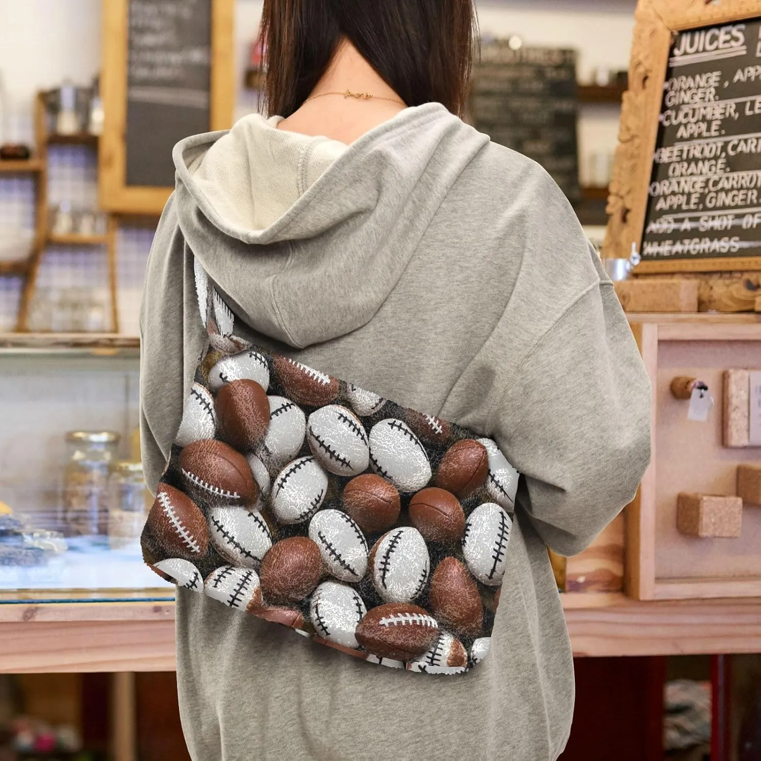 Many American Football Balls Shoulder Handbag, Tote Bag, Autumn Handbags