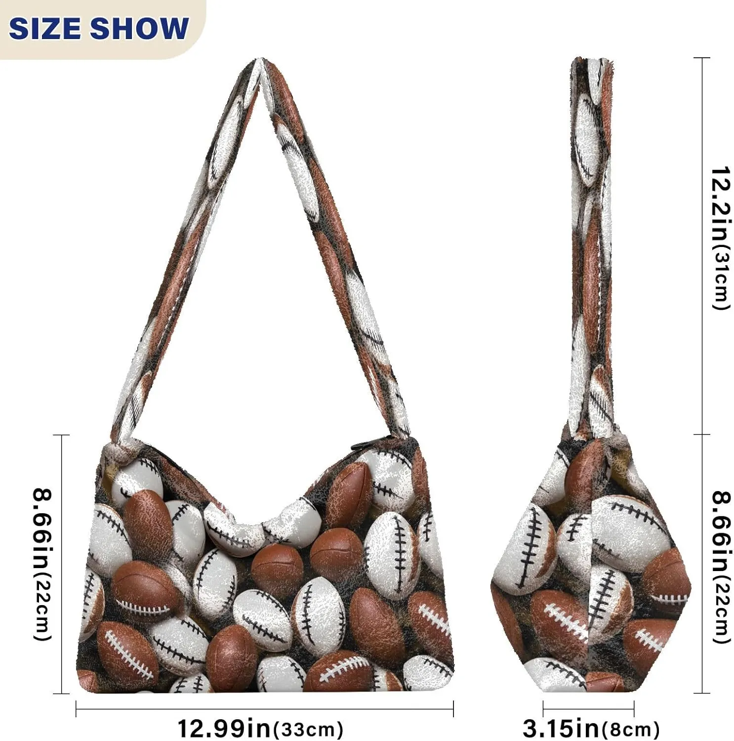 Many American Football Balls Shoulder Handbag, Tote Bag, Autumn Handbags