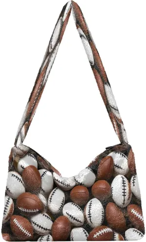 Many American Football Balls Shoulder Handbag, Tote Bag, Autumn Handbags