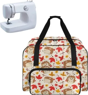 Maple Hedgehog Sewing Machine Tote Bag Two Way Zipper Household Sewing Machine Handbags Portable Sewing Machine Case for Outdoor Traveling Camping Thanksgiving Use (Bag Only)