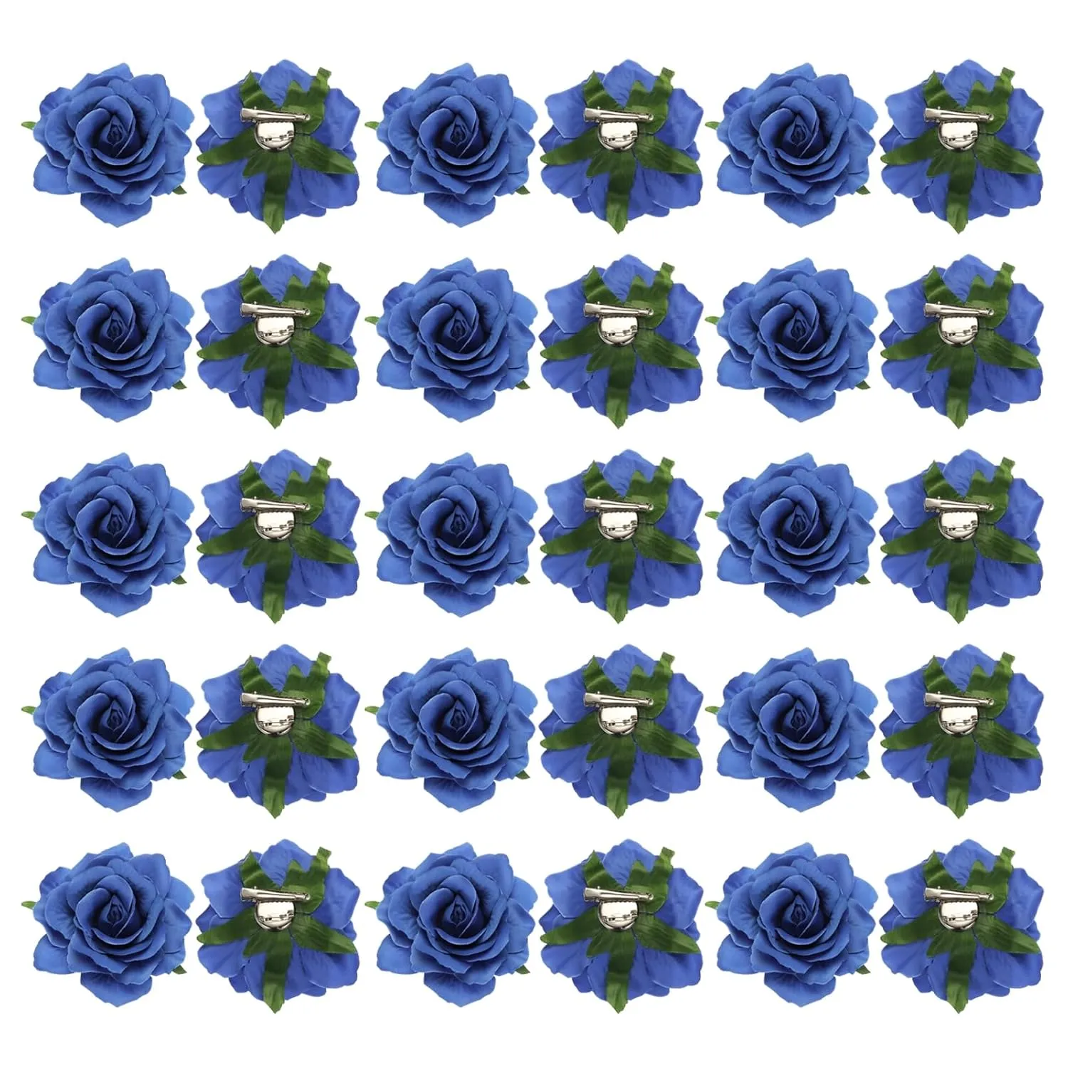 MECCANIXITY 30 Pcs Rose Flower Hair Clips 4 Inch Flower Hair Pins Flower Brooch for Women Hair Accessories Blue